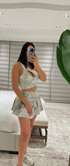 Light Marble Skirt Set