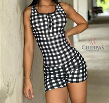  Chekers Short Jumpsuit